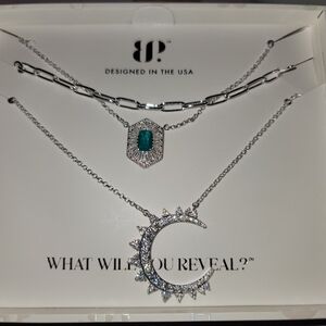 BP Silver Necklace 3 strand Moon Set "Velvet Sky"